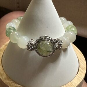 Elegant Green prehnite  and green moonstone Beaded Bracelet
